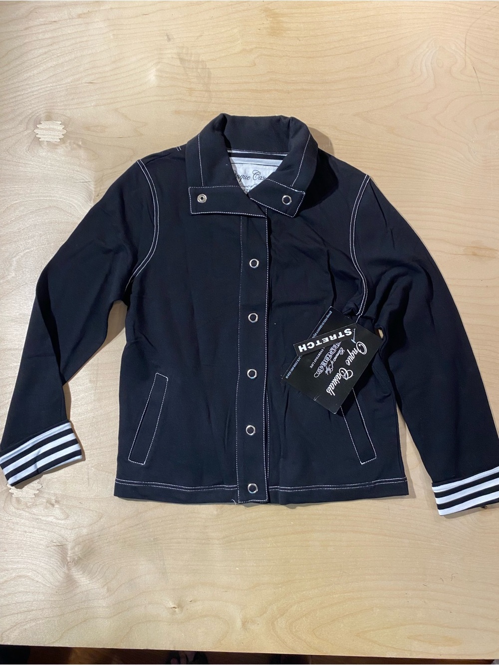 Onque Casuals Black Jacket with White Stitching Medium (RZ)